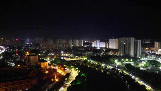 广西玉林夜景玉林南流江夜景航拍