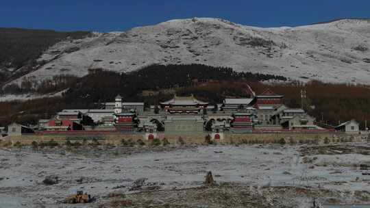 五台山竹林寺航拍冬季视频素材模板下载