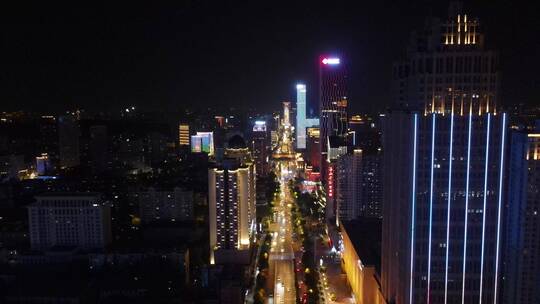 航拍武汉楚河汉街夜景灯光视频素材模板下载