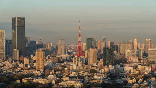 城市延时日本东京东京塔日转夜