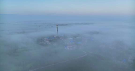 中国河南平原平流雾HDR航拍