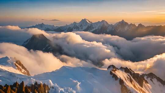 雪山云海壮丽全景