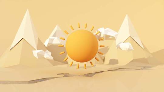 几何抽象背景的太阳和沙漠主题