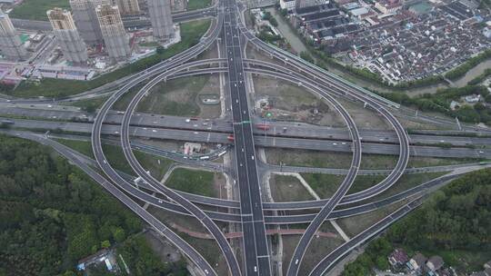 上海中环路济阳路高架立交桥4K航拍