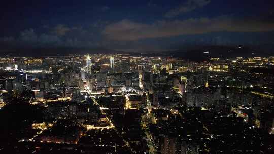 浙江温州城市夜景灯光航拍