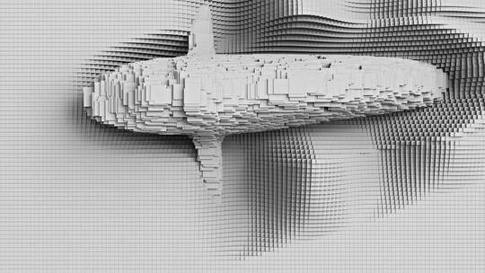裸眼3d蓝鲸动画墙体mapping投影视频素材模板下载