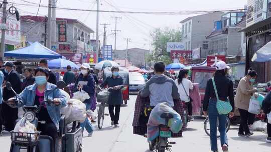 农村集市赶集视频素材模板下载