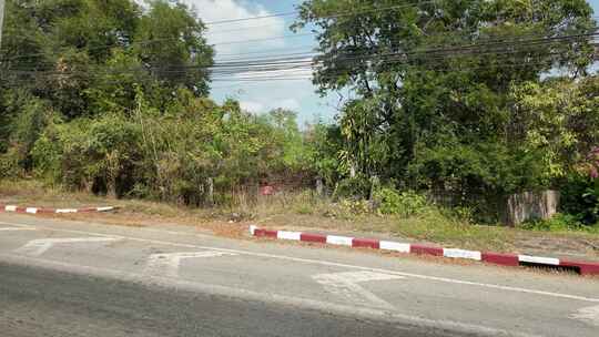 有绿化带的道路及周边风景