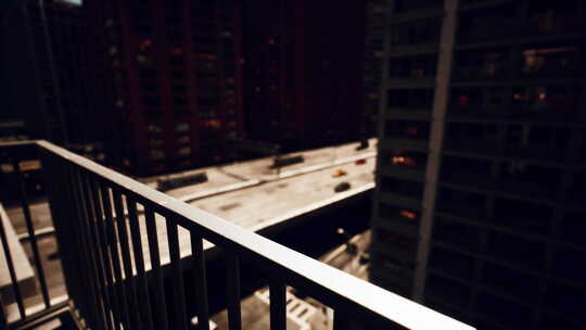 从阳台看城市夜景