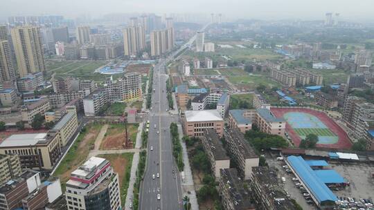 城市航拍湖南邵东城市交通视频素材模板下载