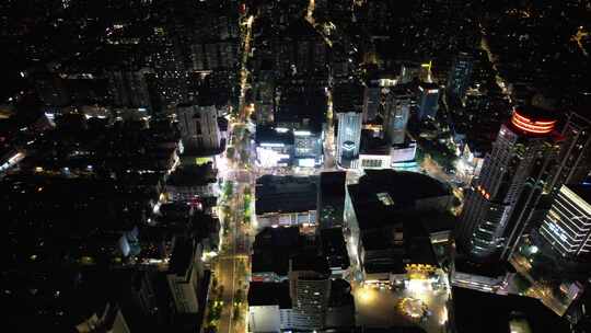 江苏南京城市夜景灯光航拍