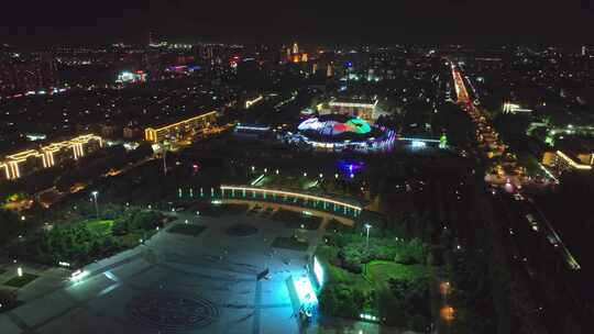 河南济源城市夜景航拍