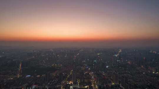 湖南衡阳城市夜幕降临晚霞航拍延时4K