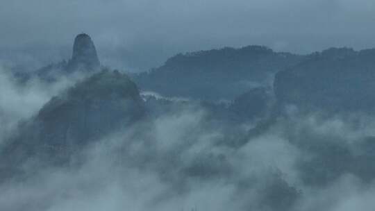 航拍武夷山风景区国家森林公园丹霞地貌风光