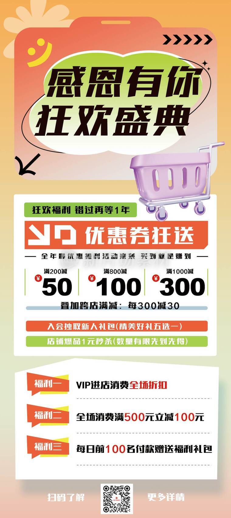 渐变时尚感恩节营销促销活动详情