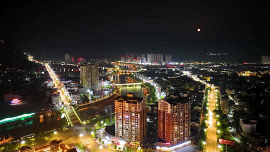 城市夜空延时  城市夜景 城市航拍