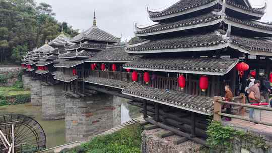 柳州三江程阳八寨景区程阳风雨桥航拍