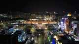 广东珠海拱北口岸夜景灯光航拍高清在线视频素材下载