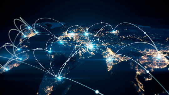 世界地图 全球互联 区块链 万物互联