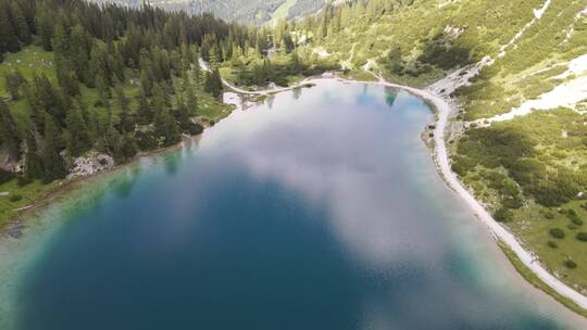 航拍雪山山脉湖泊视频素材模板下载