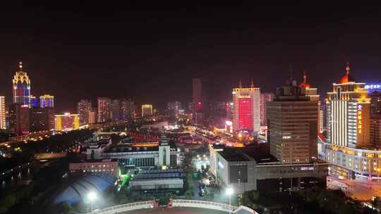 青海西宁夜景西宁中心广场西宁昆仑桥夜景