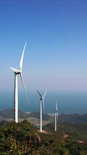 4k竖版竖屏风电风能风车新能源绿色实拍