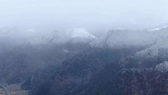 五台山山脉雪景航拍视频素材模板下载