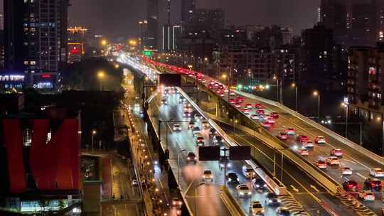 成都夜景航拍城市大景