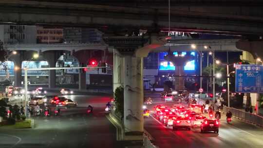 安徽芜湖城市夜景灯光航拍