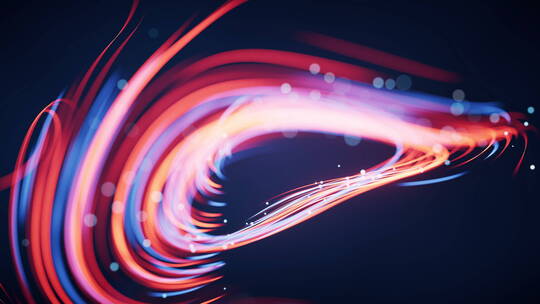 抽象流动的霓虹线条3D渲染