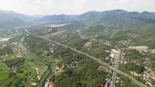 杭州余杭乡村道路风景航拍