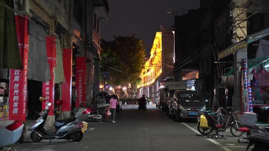 夜晚人文街景烟火气息市井生活江门街道骑楼