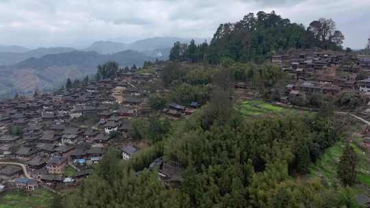 贵州岜沙苗寨民居建筑航拍