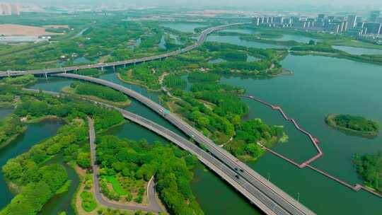 航拍水上公路视频素材模板下载