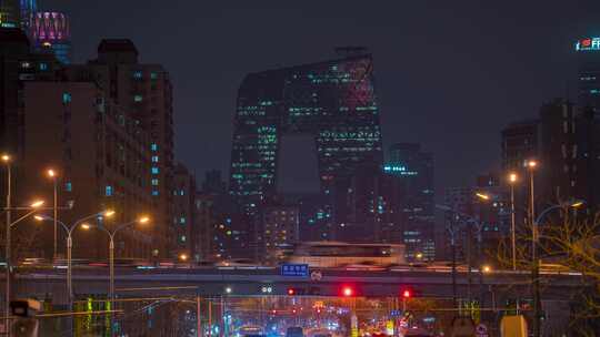 北京大裤衩夜景北京中央电视台夜景