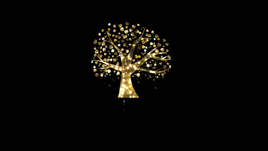 金黄色粒子夜景树木视频带通道