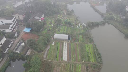 航拍湖南长沙望城区雾霾