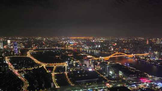 上海浦东新区夜景航拍