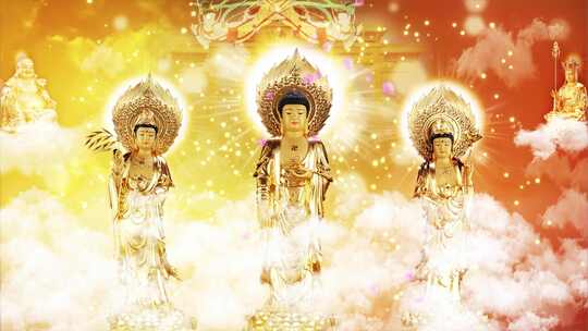 佛教西方三圣金身宝相视频素材模板下载