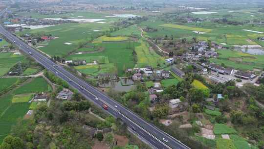 乡村田野高速公路航拍