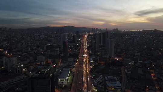 夜晚城市景观夜景航拍大都市