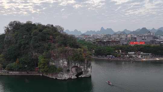 广西桂林象山景区桂林象鼻山航拍