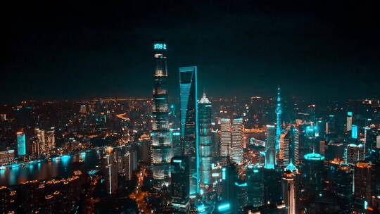 上海陆家嘴夜景航拍风光