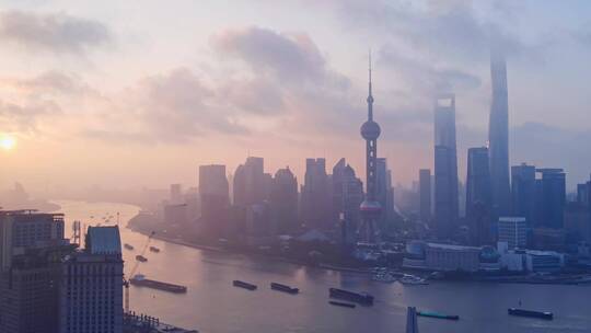 上海清晨延时航拍