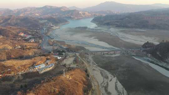 航拍 河流 浮沱河 高空 风景 景色