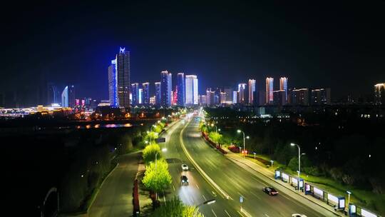 胶南夜景亮化西海岸夜景视频素材模板下载