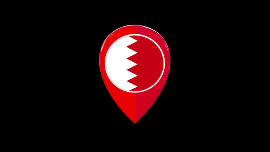 巴林国旗地图Pin Alpha视频素材模板下载