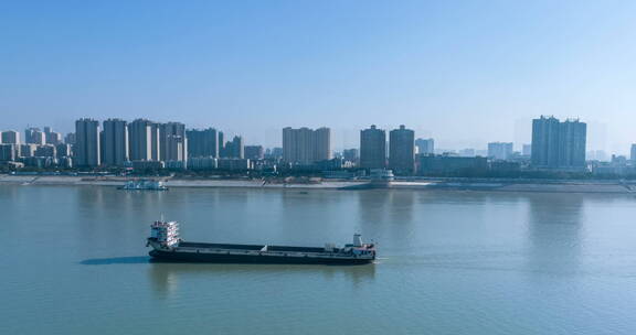 长江货船跟随延时 江西省九江市浔阳江段