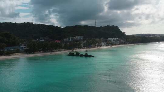 菲律宾长滩岛海滩鸟瞰图视频素材模板下载