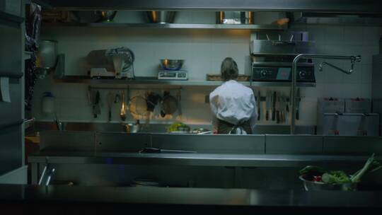 厨师在厨房准备食材视频素材模板下载